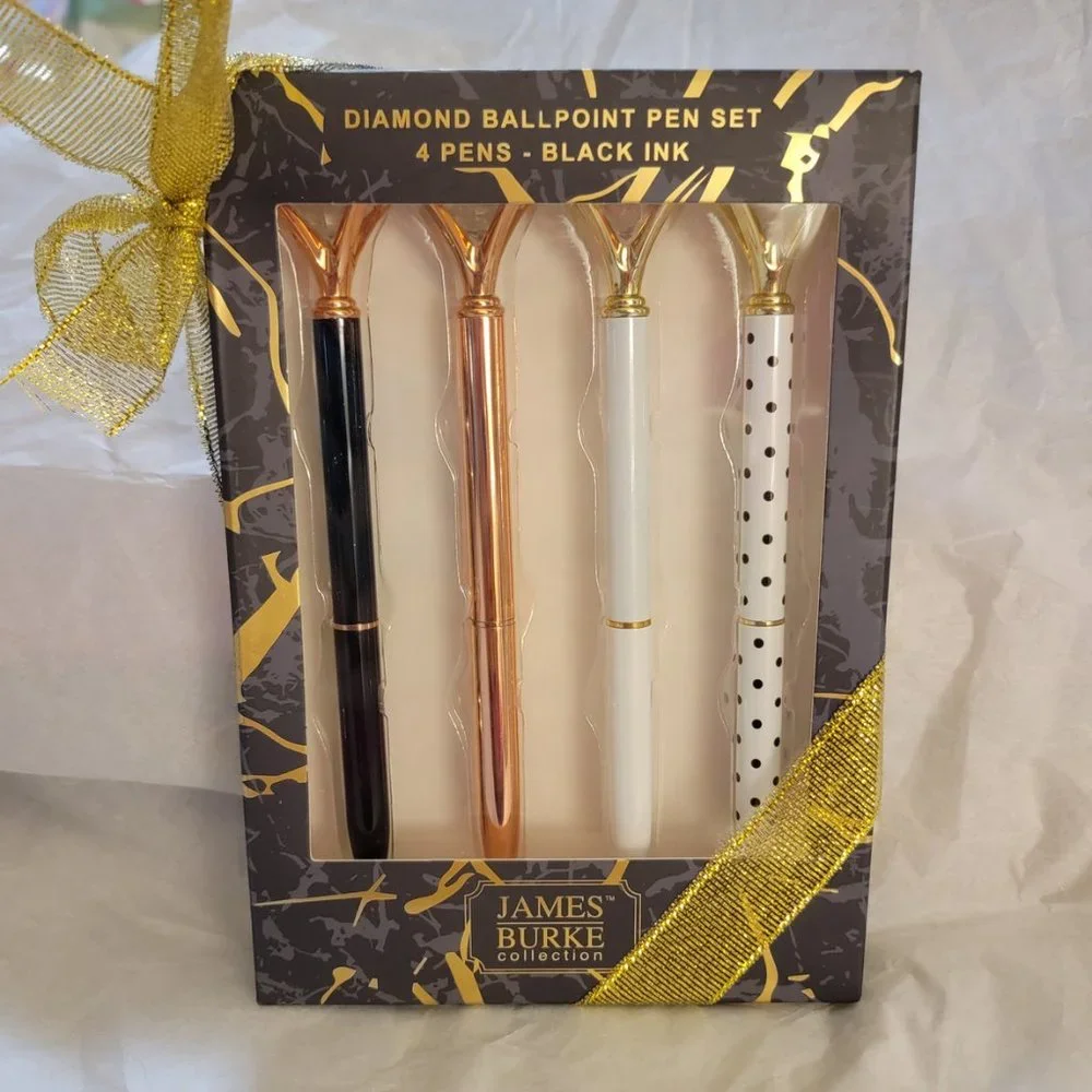 James Burke Collection Diamond Ballpoint Pen Set - Pack of 4, New-in-Box